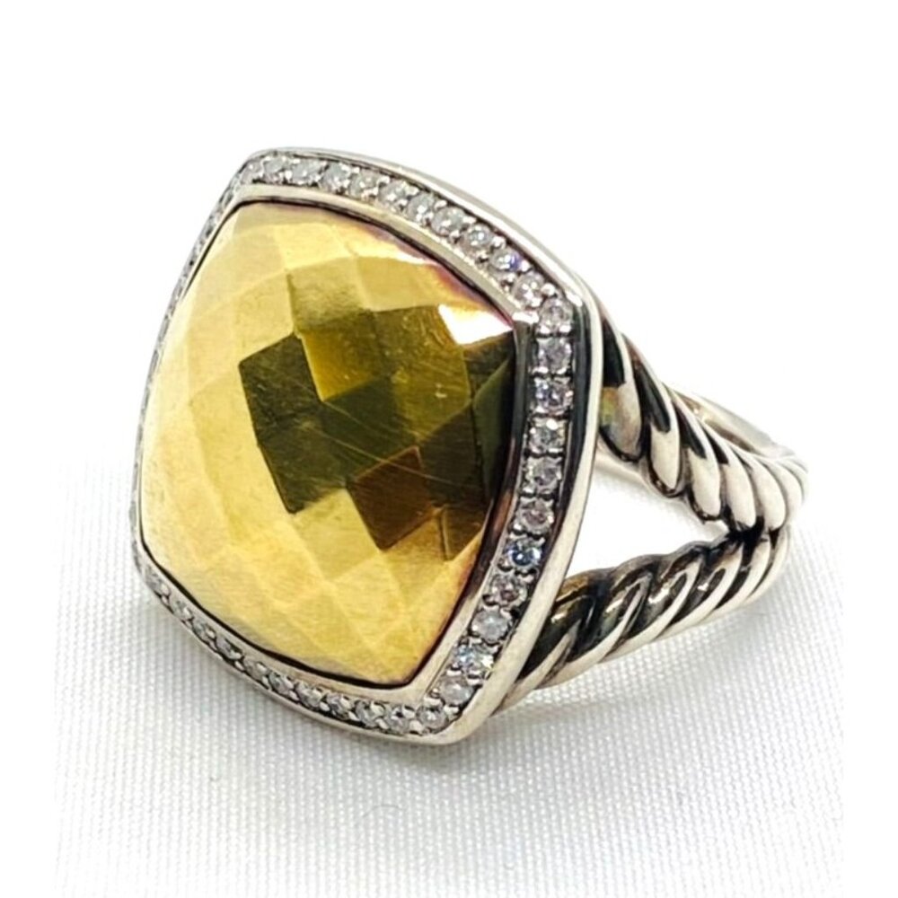 David Yurman Albion Faceted Dome Ring Sterling Silver Bonded 18K - Picture 2 of 11